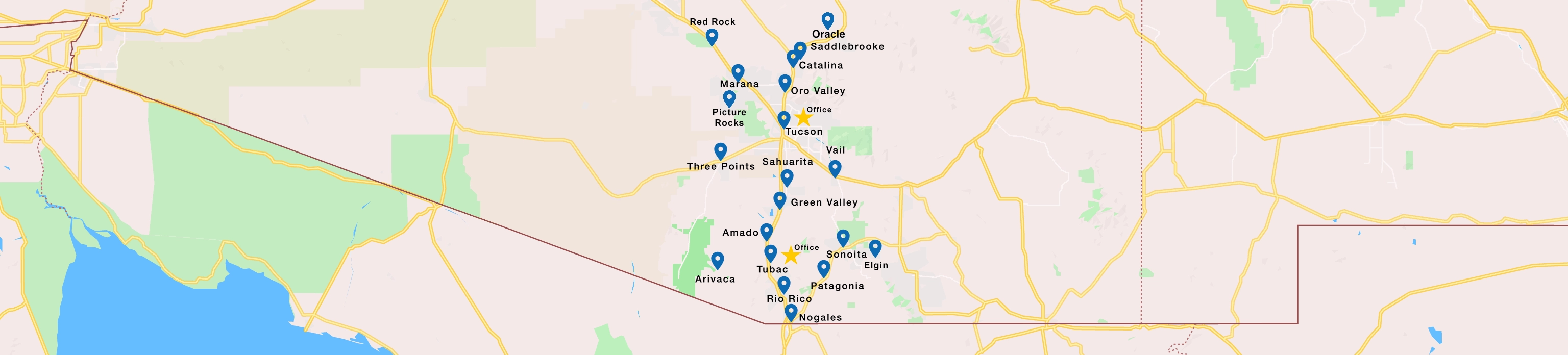 map of Tucson and neighboring towns soulistic hospice serves
