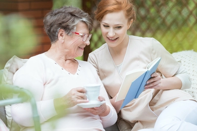 Elderly woman with adult woman